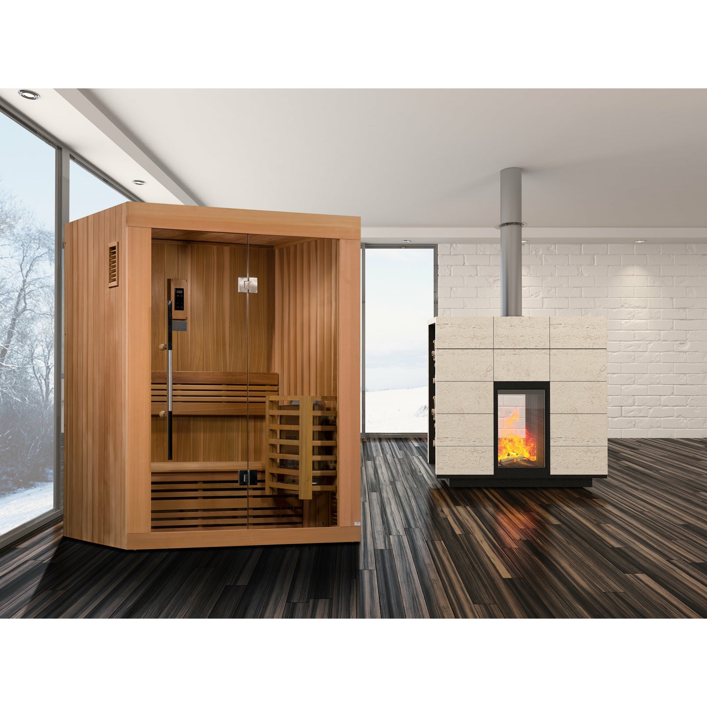 Golden Designs Sundsvall Edition 2 Person Traditional Steam Sauna - Canadian Red Cedar