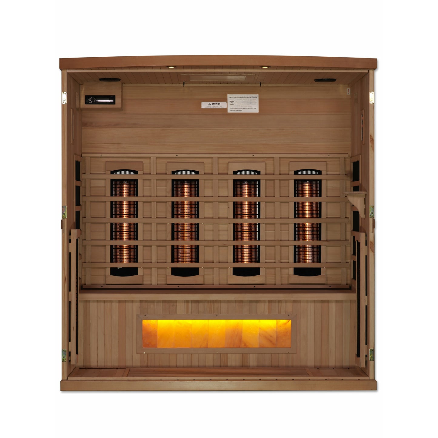 Golden Designs 4-Person Full Spectrum PureTech™ Near Zero EMF FAR Infrared Sauna with Himalayan Salt Bar