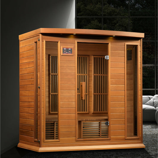 Golden Designs Maxxus 4-Person Corner Near Zero EMF FAR Infrared Red Cedar Sauna