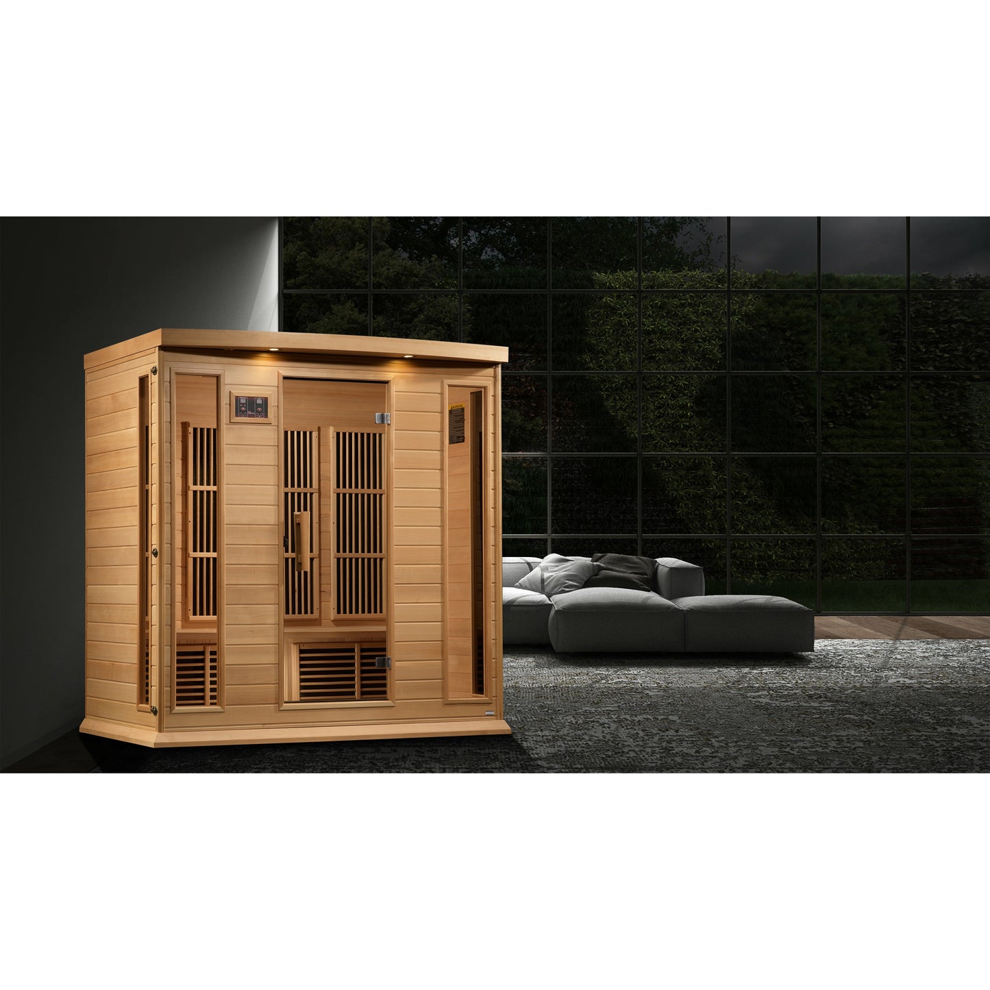 Golden Designs Maxxus 4-Person Corner Near Zero EMF FAR Infrared Sauna (Canadian Hemlock)